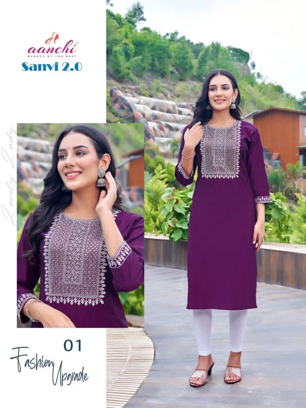 Aanchi Sanvi 2.0 Fancy Embroidered Kurti Collection